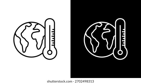 Diseño de conjunto de iconos blancos de calentamiento global