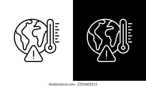 Diseño de conjunto de iconos blancos de calentamiento global