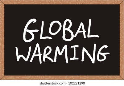 "global warming" word written on chalkboard