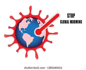 Global warming, The world is melted and high temperature thermometers