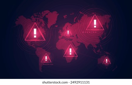 Global Warning. Alert Sign On World Map