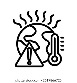 Global Warning Line Vector Illustration Isolated On White Background.