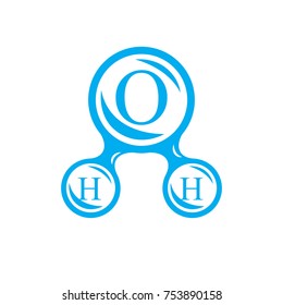 Global water circulation conceptual logotype, H2O vector illustration best for use to show drinking water world problems.