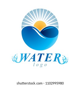 Global water circulation vector logo for use as marketing design symbol. Body cleansing concept.