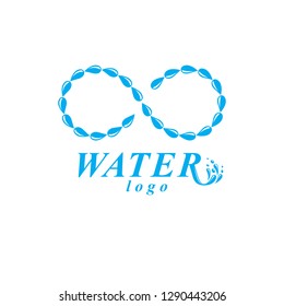 Global water circulation vector logo for use as marketing design symbol. Environment conservation concept. 