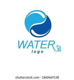 Global water circulation vector logo for use as marketing design symbol. Human and nature harmony concept. 