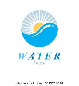 Global water circulation vector logotype for use in spa and resort organizations. Human and nature harmony concept. 
