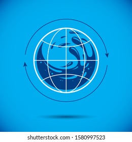 Global water circulation vector logotype for use in spa and resort organizations. Environment protection concept.