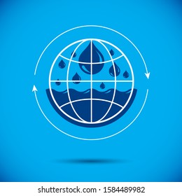 Global water circulation vector logotype for use in spa and resort organizations. Environment conservation concept. 