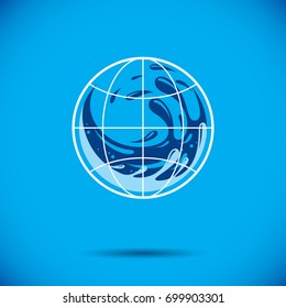 Global water circulation vector logotype for use in spa and resort organizations. Human and nature harmony concept. 