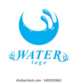 Global water circulation vector sign for use as business emblem in spa and resort organizations. Living in harmony with nature concept.