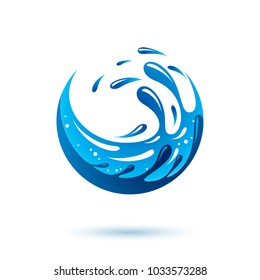 Global water circulation vector symbol for use in mineral water advertising. Body cleansing concept.