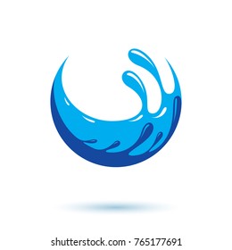 Global water circulation vector symbol for use in mineral water advertising. Environment conservation concept. 