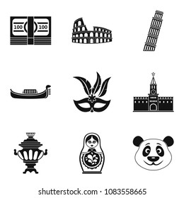 Global way icons set. Simple set of 9 global way vector icons for web isolated on white background