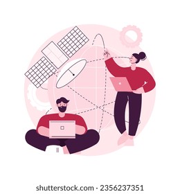 Global web connection abstract concept vector illustration. Global network communication, satellite connection system, internet, GPS technology, social media, fast data transfer abstract metaphor.
