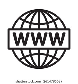 Global Web Connectivity Icon Featuring WWW Symbol Representing Internet Access and Online Browsing Editable Vector Illustration isolated on a white background