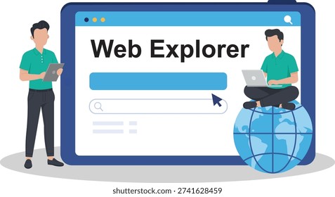 Global Web Explorer and Internet Browsing Concept
Digital Research and Online Connectivity Illustration
People Exploring the World Wide Web on a Tablet