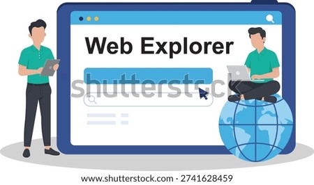 Global Web Explorer and Internet Browsing Concept
Digital Research and Online Connectivity Illustration
People Exploring the World Wide Web on a Tablet