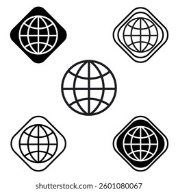 Global and web icons. Website and network icons. Set of vector icons