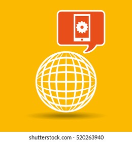 global web network cellphone gear icon vector illustration eps 10