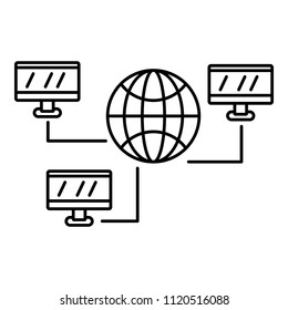 Global web network icon. Outline illustration of global web network vector icon for web design isolated on white background