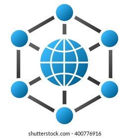 Global Web Nodes vector toolbar icon for software design. Style is a gradient icon symbol on a white background.