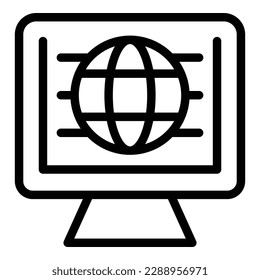 Global web page icon outline vector. Server system. Online security