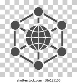 Global Web vector icon. Illustration style is flat iconic gray symbol on a transparent background.