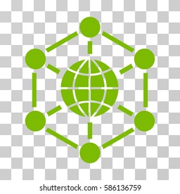 Global Web vector pictograph. Illustration style is flat iconic eco green symbol on a transparent background.