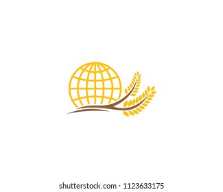 Global Wheat Icon Logo Design Element