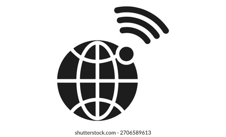 Ícone do símbolo de rede de conectividade global wi-fi. comunicação sem fio com a internet e conceito de conexão mundial.