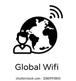 A global wifi network icon in solid design