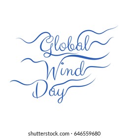 Global Wind Day. 15 June. Lettering. Vector illustration