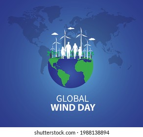 Global wind day concept. June 15. Template for background, banner, card, poster. vector illustration.