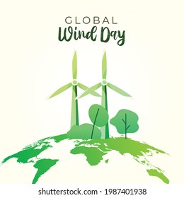 Global Wind Day. earth globe and wind. flyer, banner