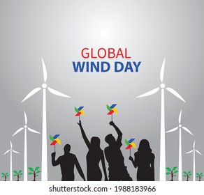 global wind day. good for global wind day celebration. Template for background, banner, card, poster. vector illustration.