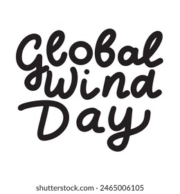 Global Wind Day text. Hand drawn vector art.
