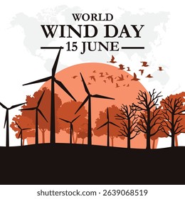 Global wind day vector illustration. World wind day vector illustration. world wind day. 15 june global wind day. eps file.