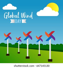 Global Wind Day Vector Illustration. Suitable for poster, banner, campaign, and greeting card
