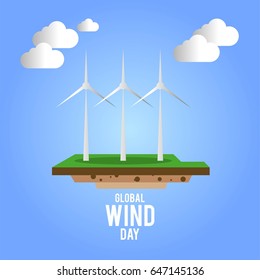 Global Wind Day Vector Illustration. Suitable for poster, banner, campaign, and greeting card
