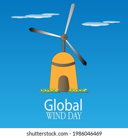 diseño de banner web del día del viento global. vector de ilustración