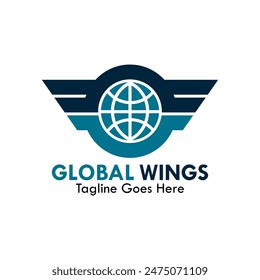 Global wings design logo template illustration
