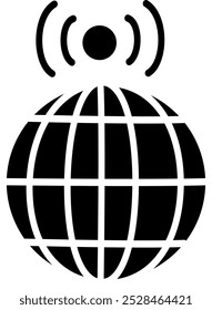 Global wireless internet connection icon.  World wifi network signal  vector icon. Replaceable vector design.