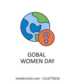 Global Women Day vector Filled Outline Icon Design illustration. Home Improvements Symbol on White background EPS 10 File