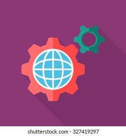 Global work icon, vector illustration. Flat design style with long shadow,eps10