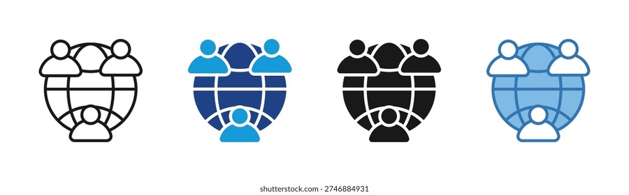 Global Workforce icon set multiple style collection