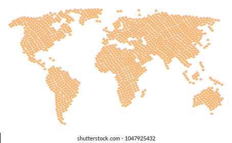 Global world atlas concept composed of crown pictograms. Vector crown items are organized into mosaic geographic pattern.