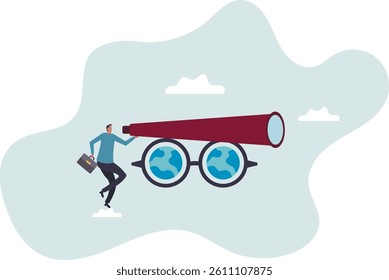 Global or world business vision, international business opportunity, searching for job, career or working abroad.character for design.