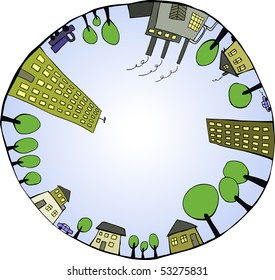 Global world as closed ecological system. Vector illustration