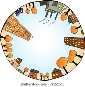 Global world as closed ecological system. Vector illustration